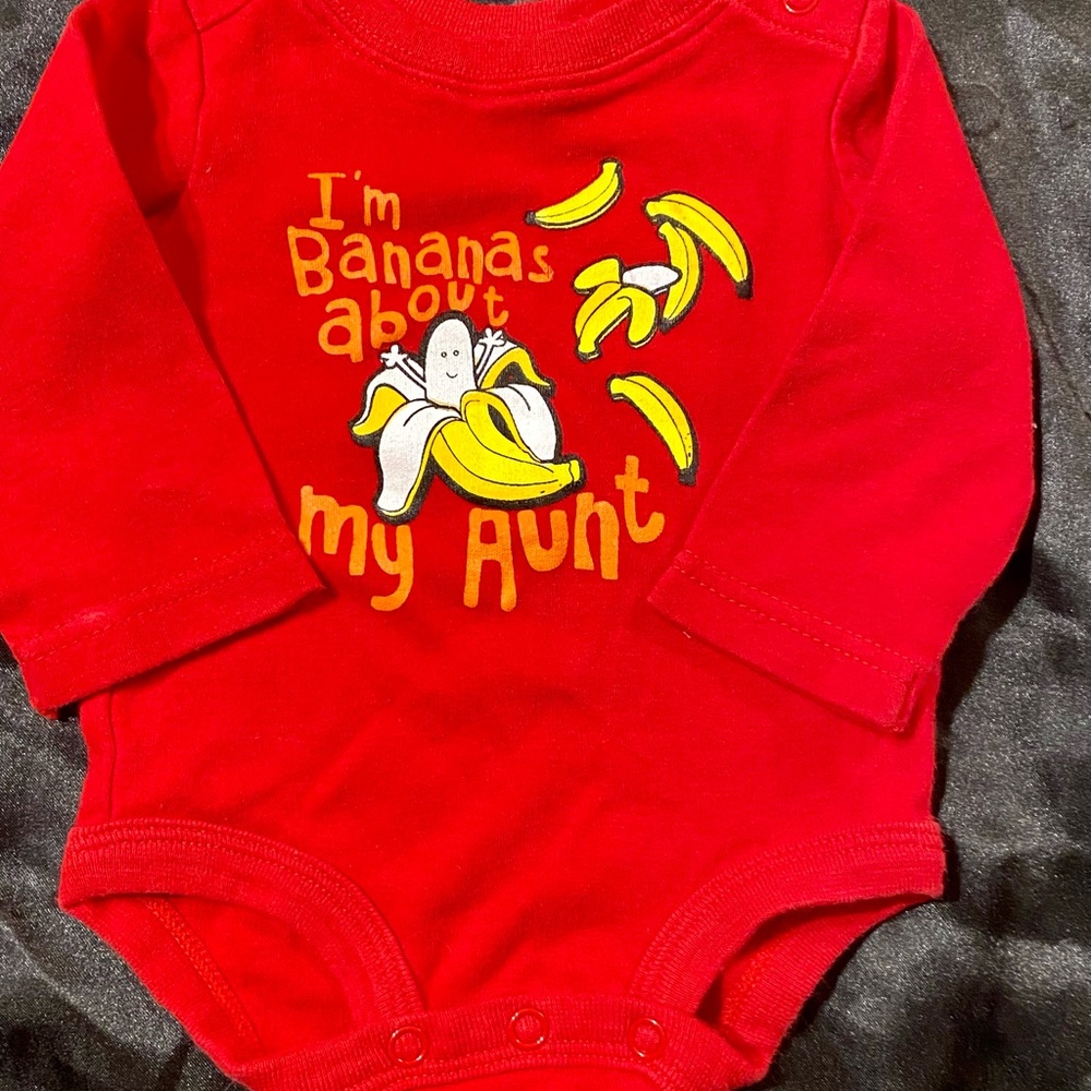 Red Baby Onesie with Banana Print